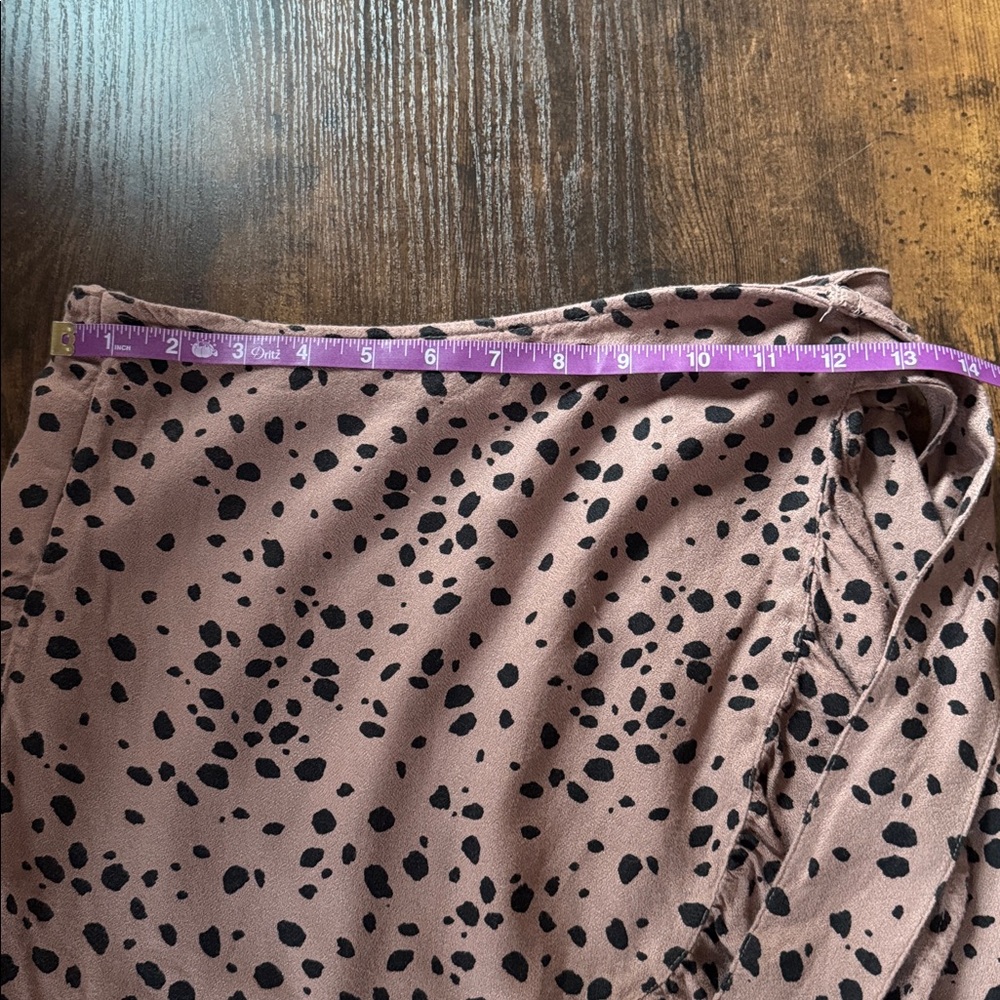 Abercrombie & Fitch Black & Brown Spotted Mini Wrap Skirt Size M - Picture 12 of 14